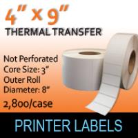 Thermal Transfer Labels 4" x 9" Non Perf